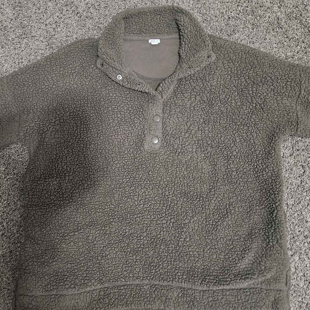 Aerie Women's Charcoal Sherpa Crewneck Sweater